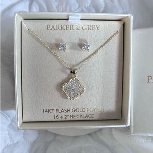 Gold and Silver Clover Necklace Set